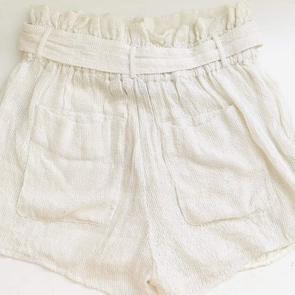 IRO Inaro "Paperbag" Belted White Sequin Shorts - Picture 8 of 11